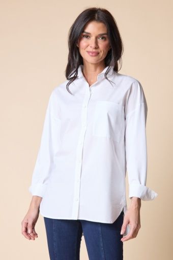 Knit Mix Boyfriend Shirt, Size: S