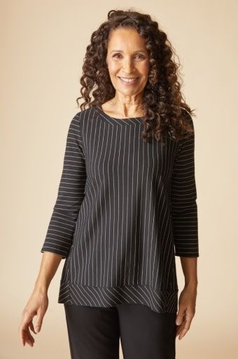 Core Travel Knit Stripe Pleat Back Tunic