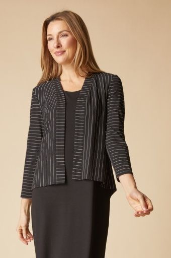 Core Travel Knit Stripe Open Front Jacket