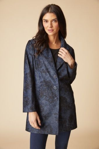 Luxe Cord Paris Car Coat, Colour: NAVY, Size: S