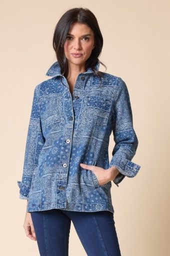 Paisley Jauqard Boyfriend Jacket, Colour: INDIGO, Season: F/26, Size: M