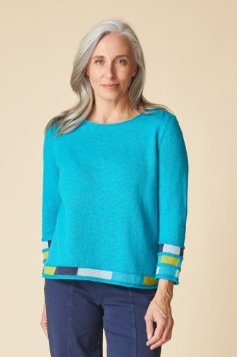 Autumn Cotton Mosaic Pullover, Size: M