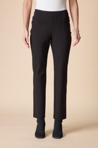 Luxe Ponte Solid Seamed Pocket Pant, Colour: Black, Size: X-Small
