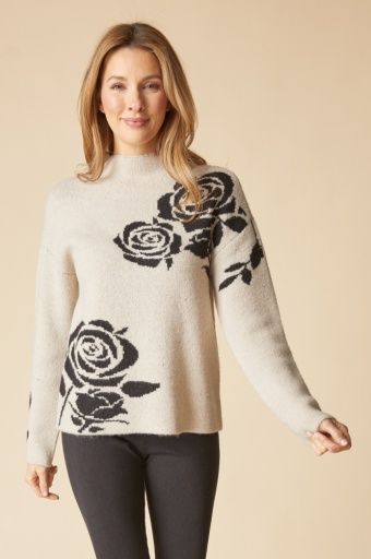 Floral Foliage Pullover, Colour: Dove, Size: Small