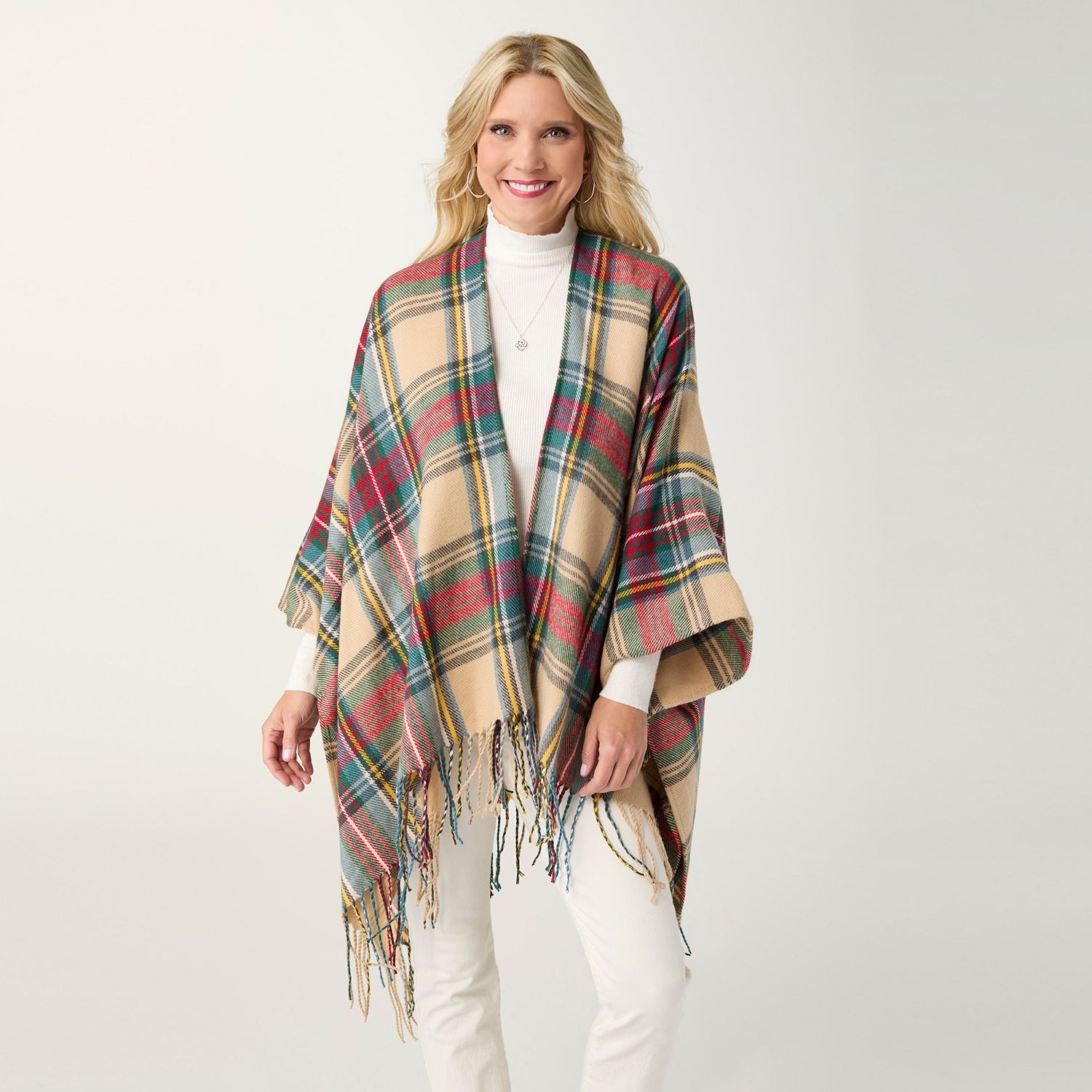 Breton Plaid Wrap - Red/Green/Yellow