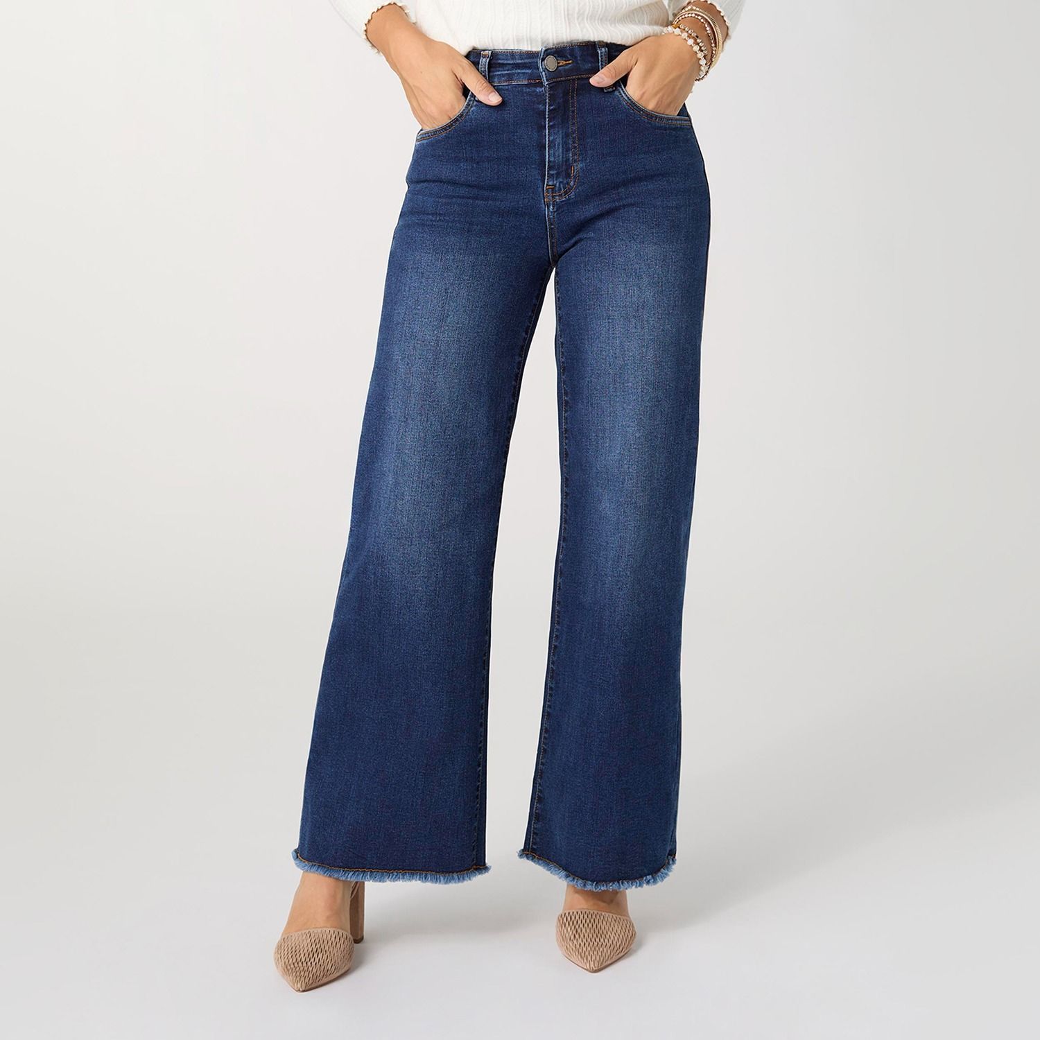 Everstretch Wide Leg w/ Fringe Jeans