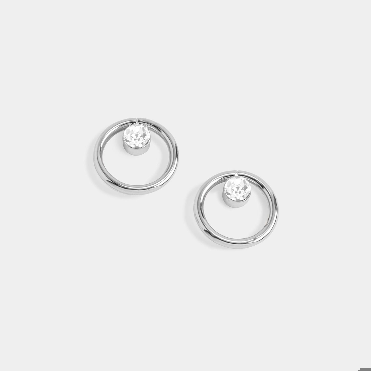 Whispers Simple Dazzle Stud Earrings - Silver