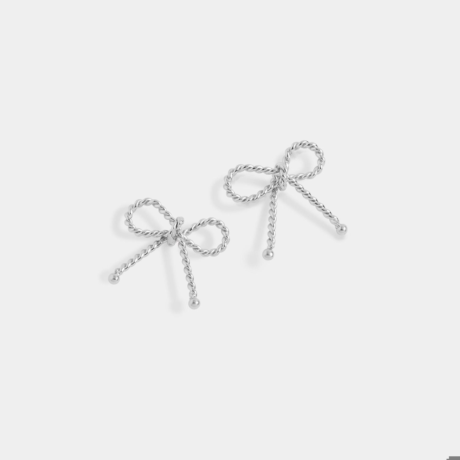 Whispers Rope Bow Stud Earrings - Silver