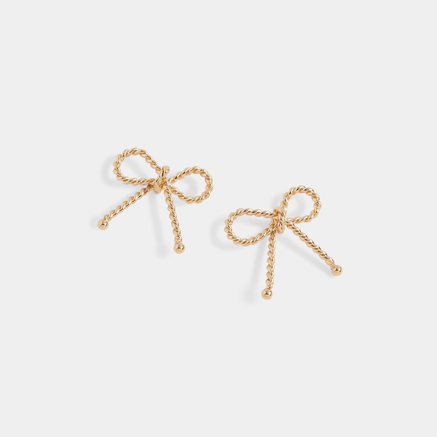 Whispers Rope Bow Stud Earrings - Gold