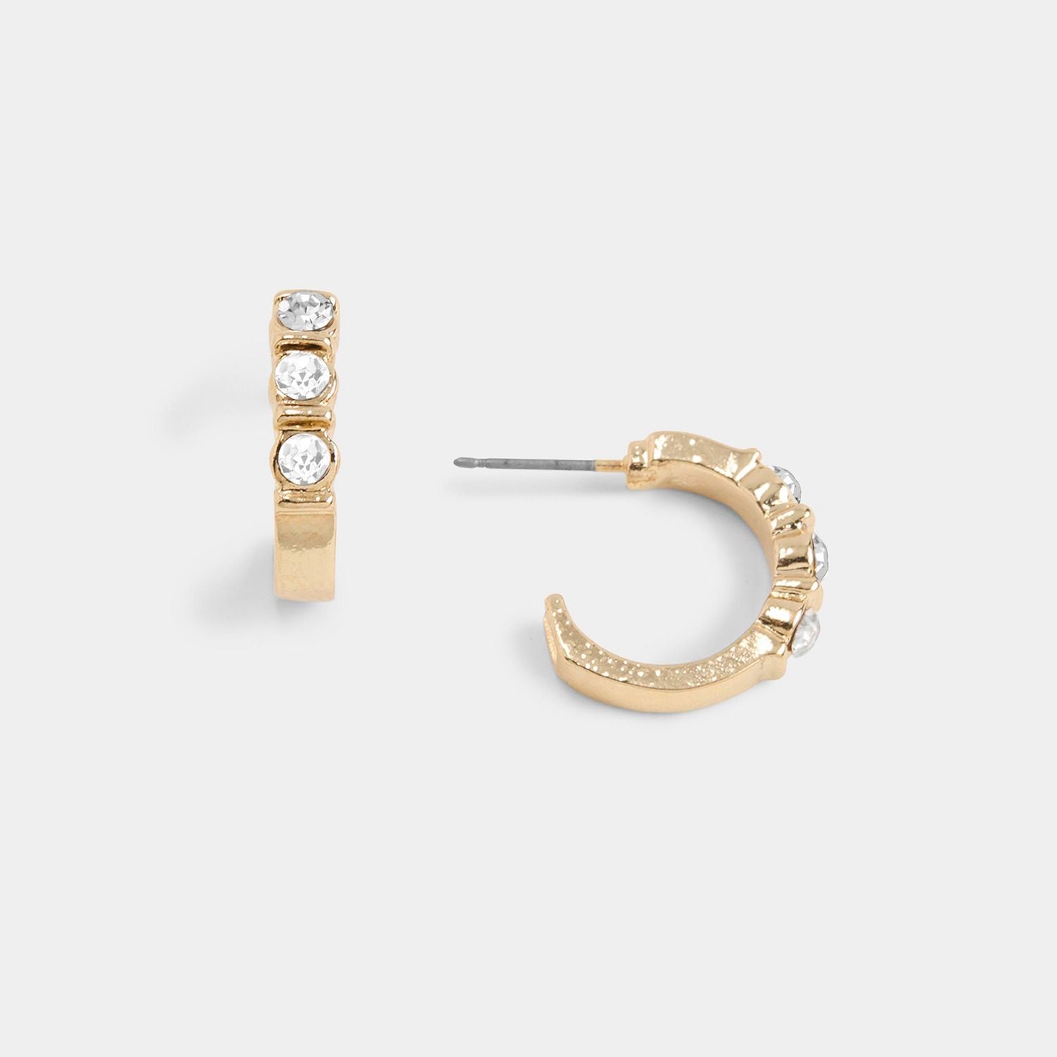 Whispers Jeweled Hoop Stud Earrings - Gold
