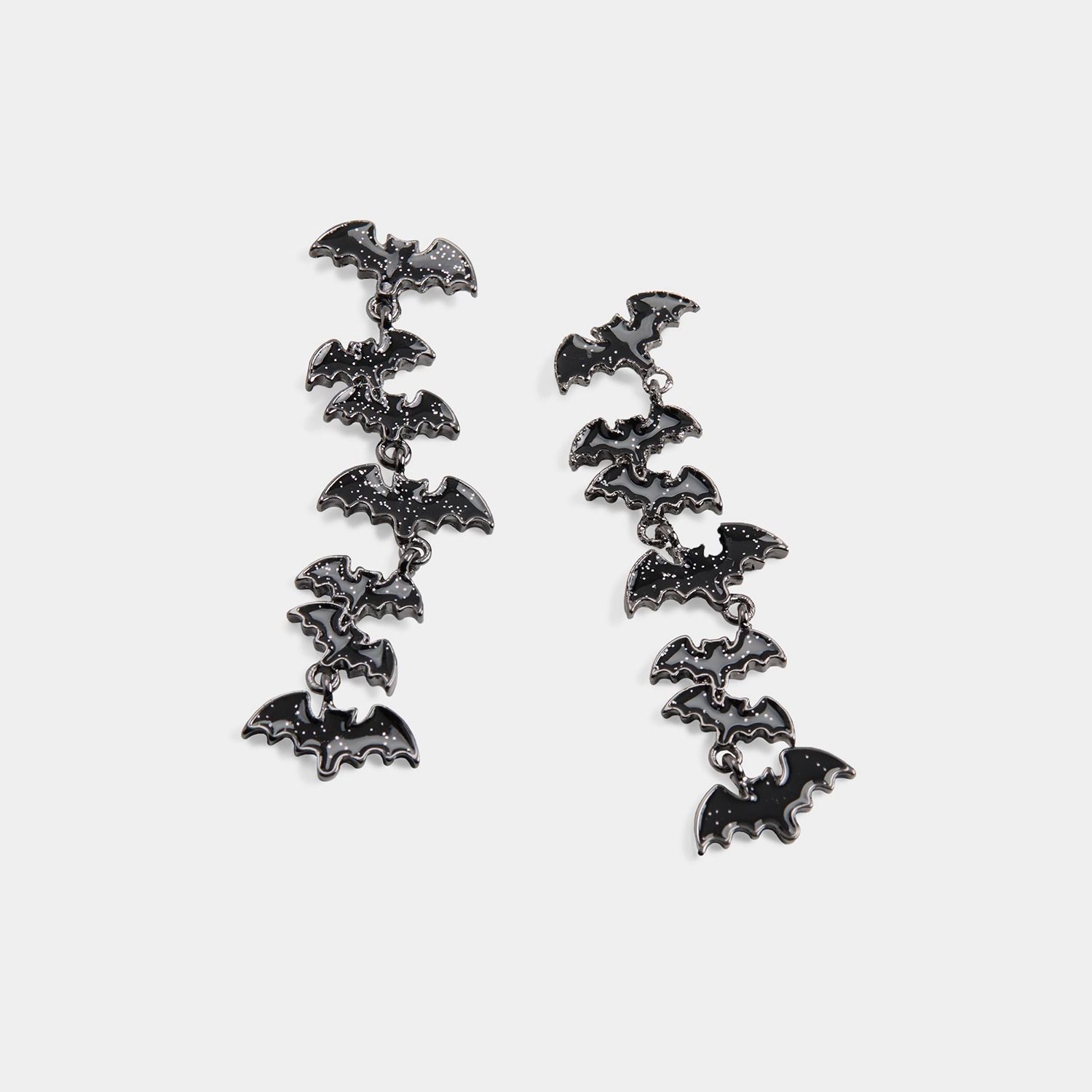 Whispers Bat Swarm Dangle Earrings - Black Shimmer