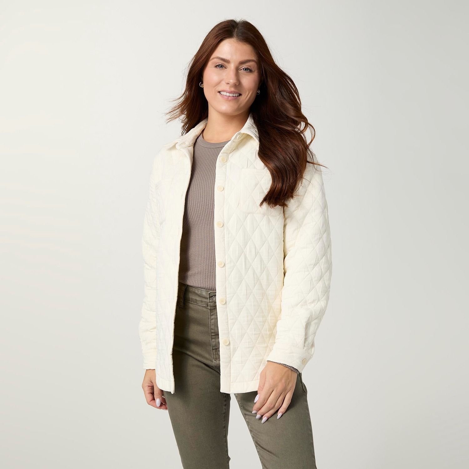 Be the Light Quilted Button Front Jacket, Color: Cream, Size: Small/Medium