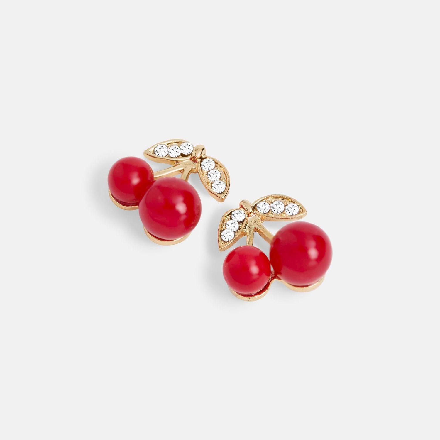 Whispers Cherry Dazzle Stud Earrings - Gold