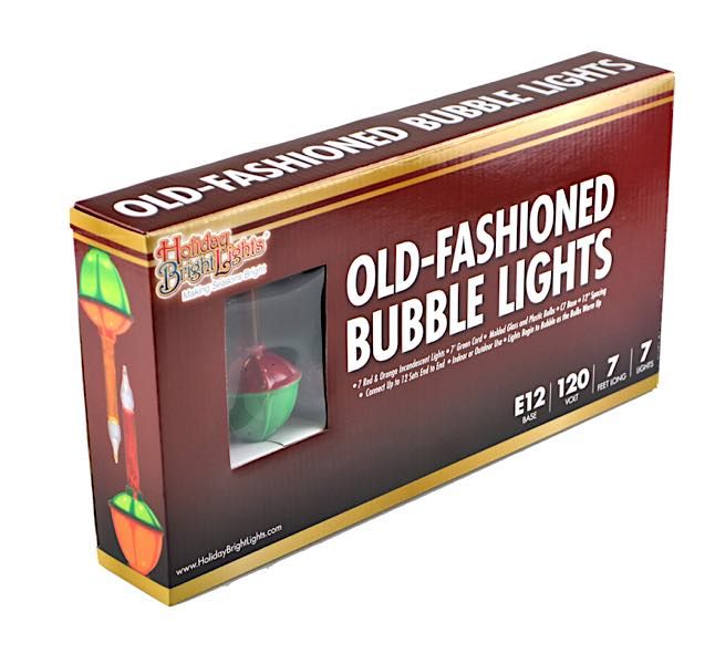 Bubble Light Set 7 Lights - Red &amp; Green Bases w/Red &amp; Orange Water
