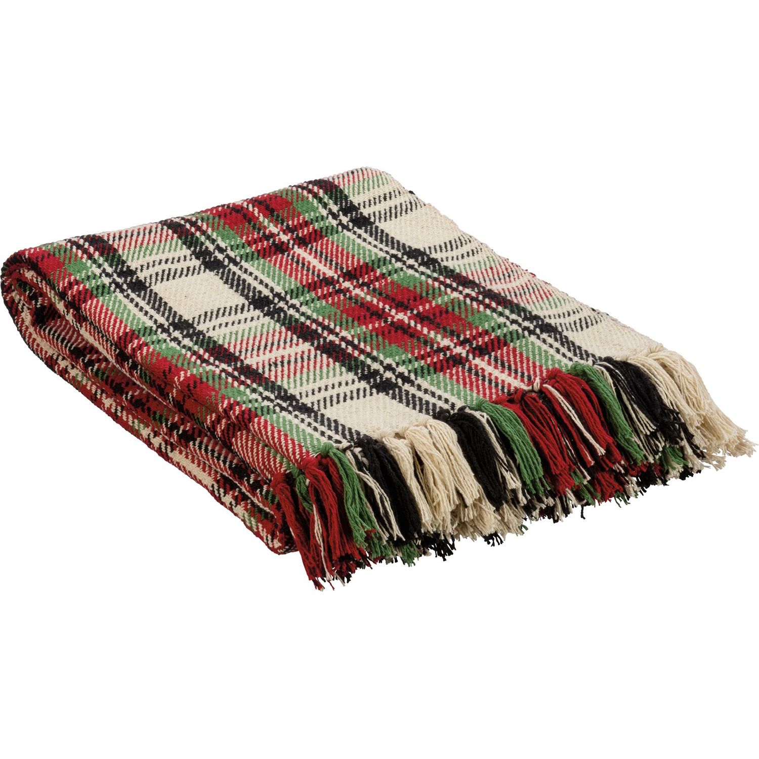 Throw Blanket - 50" X 60" - Cream Plaid