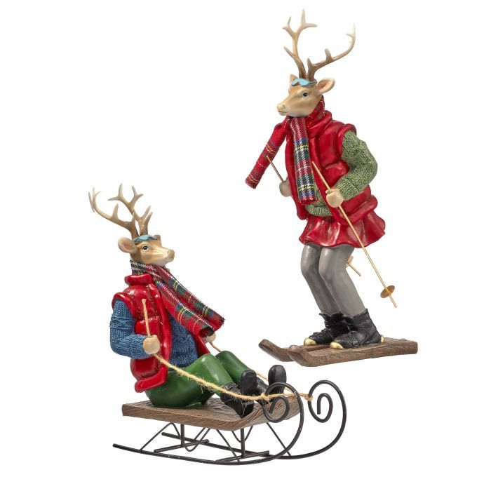 Winter Sports Deer - 12" - 2 Styles - Sold Individually