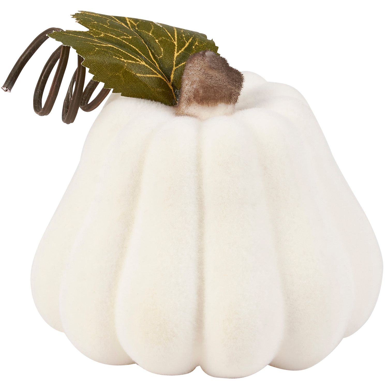 Flocked Pumpkin - 3" X 4" - Cream