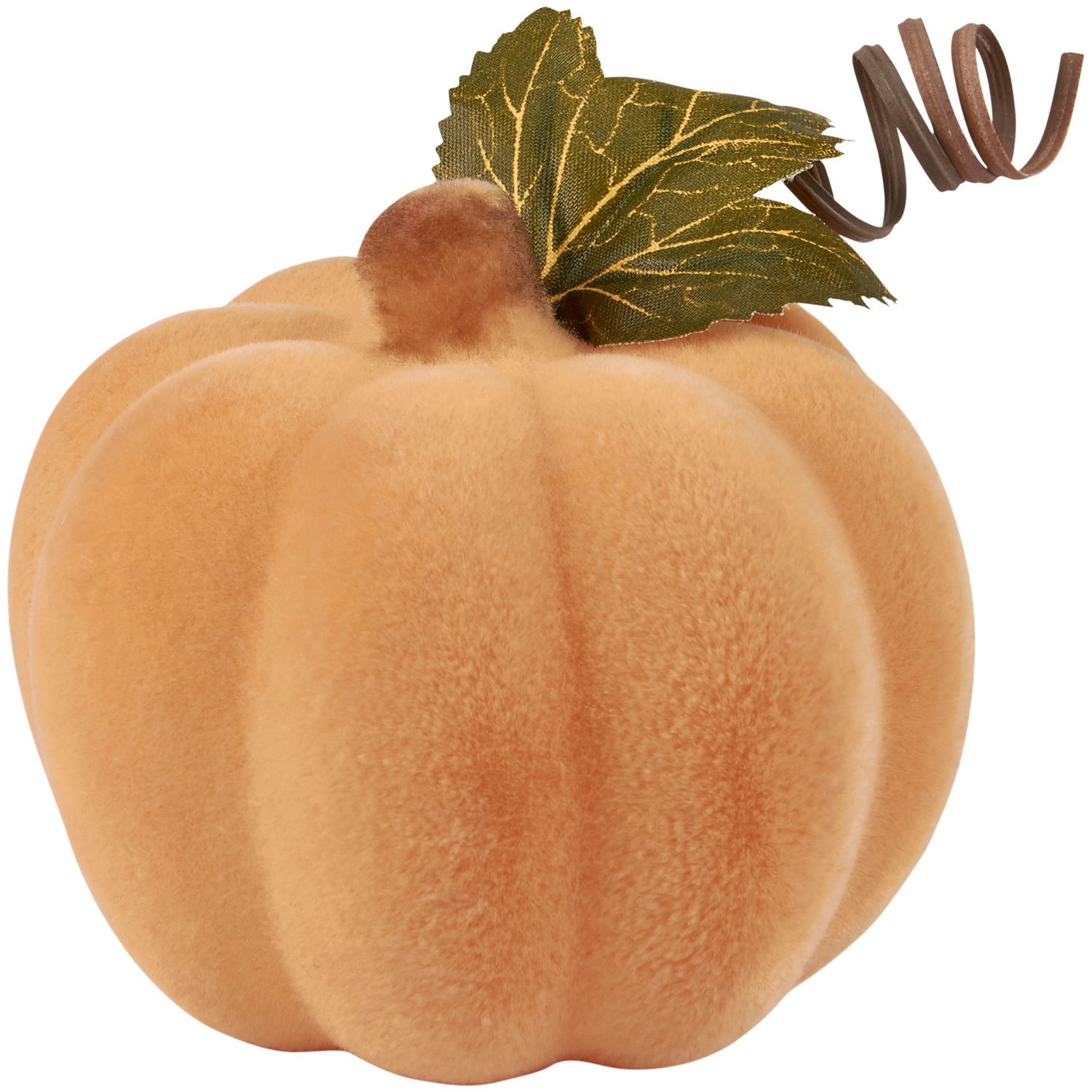 Flocked Pumpkin - 4" X 3" - Orange