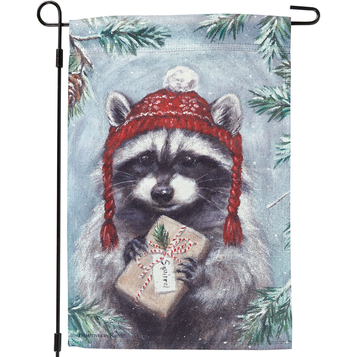 Garden Flag - Winter Raccoon