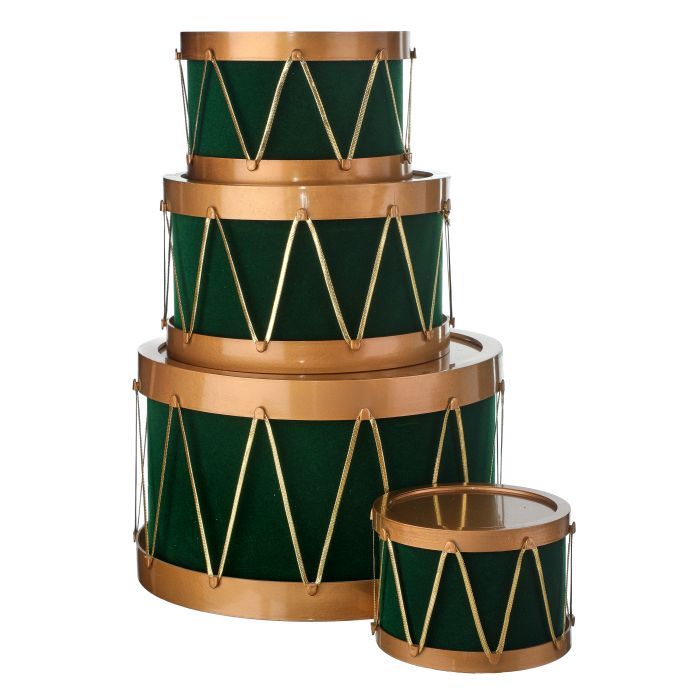 Flocked Drum w/ Rope Container - 5", 6.5", 8", 11", Color: Green, Size: Small