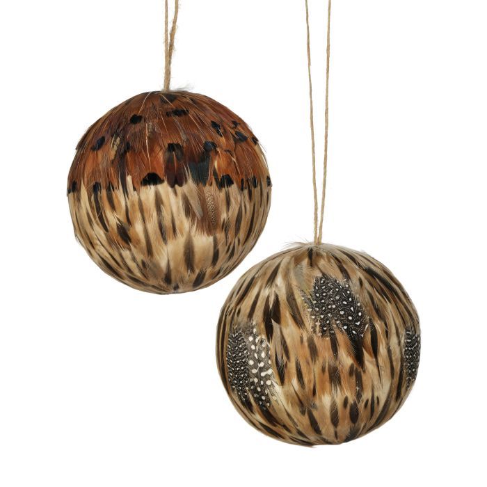 Feather Ball Ornament - 4" - 2 Styles - Sold Individually