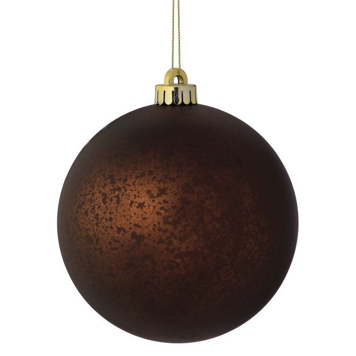 Distressed Matte Ball Ornament - 100mm - Set of 4, Color: Chocolate