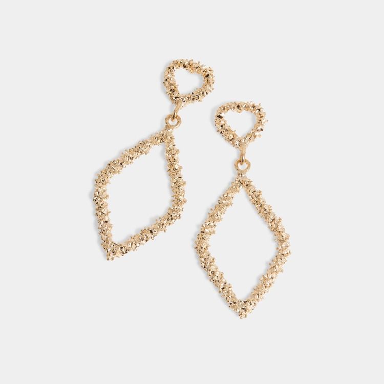 Shatter Dangle Diamond Earrings, Color: Gold