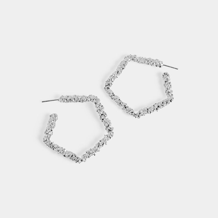 Shatter Pentagon Earrings, Color: Silver
