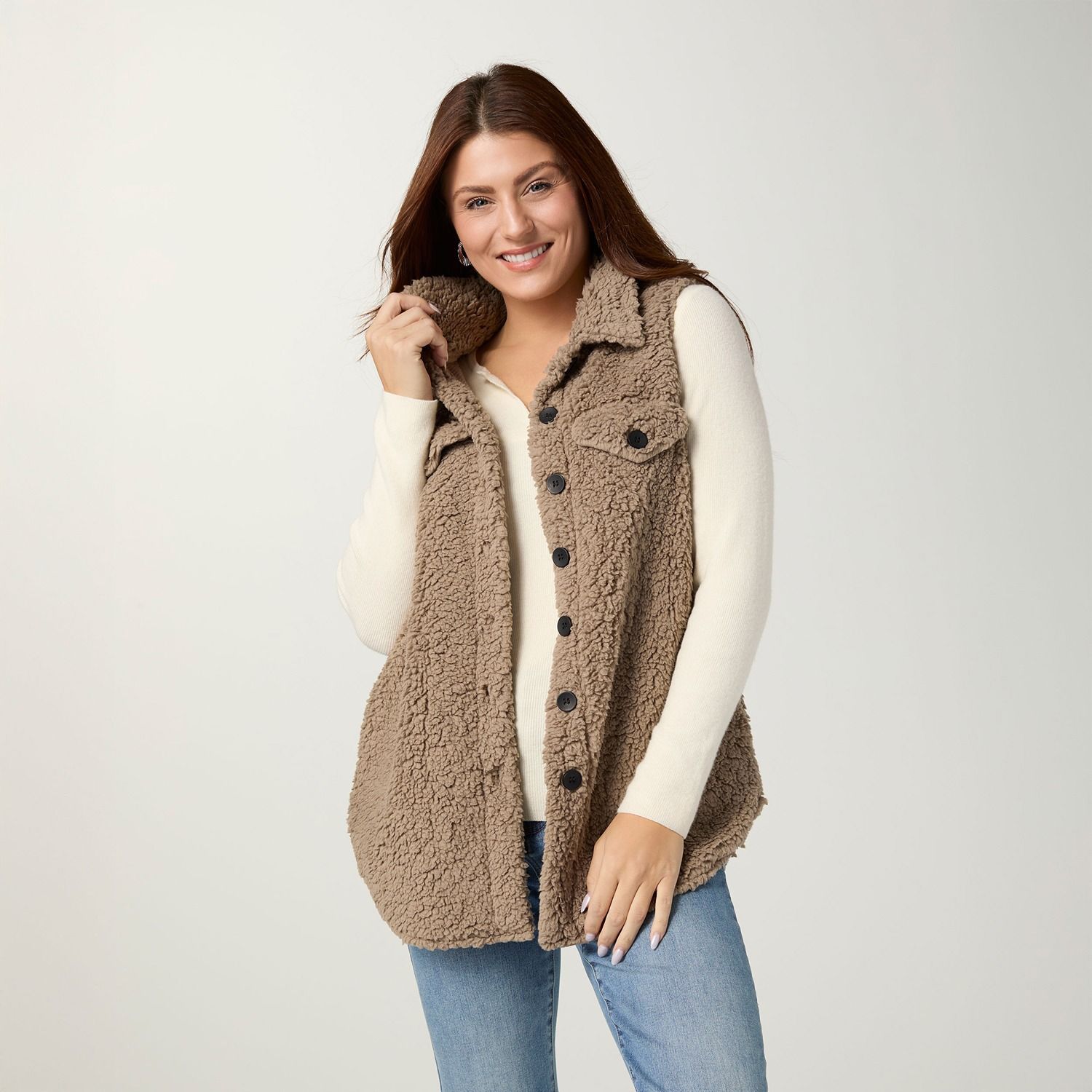 Ronnie Long Vest w/ Pockets, Color: Driftwood, Size: Small/Medium