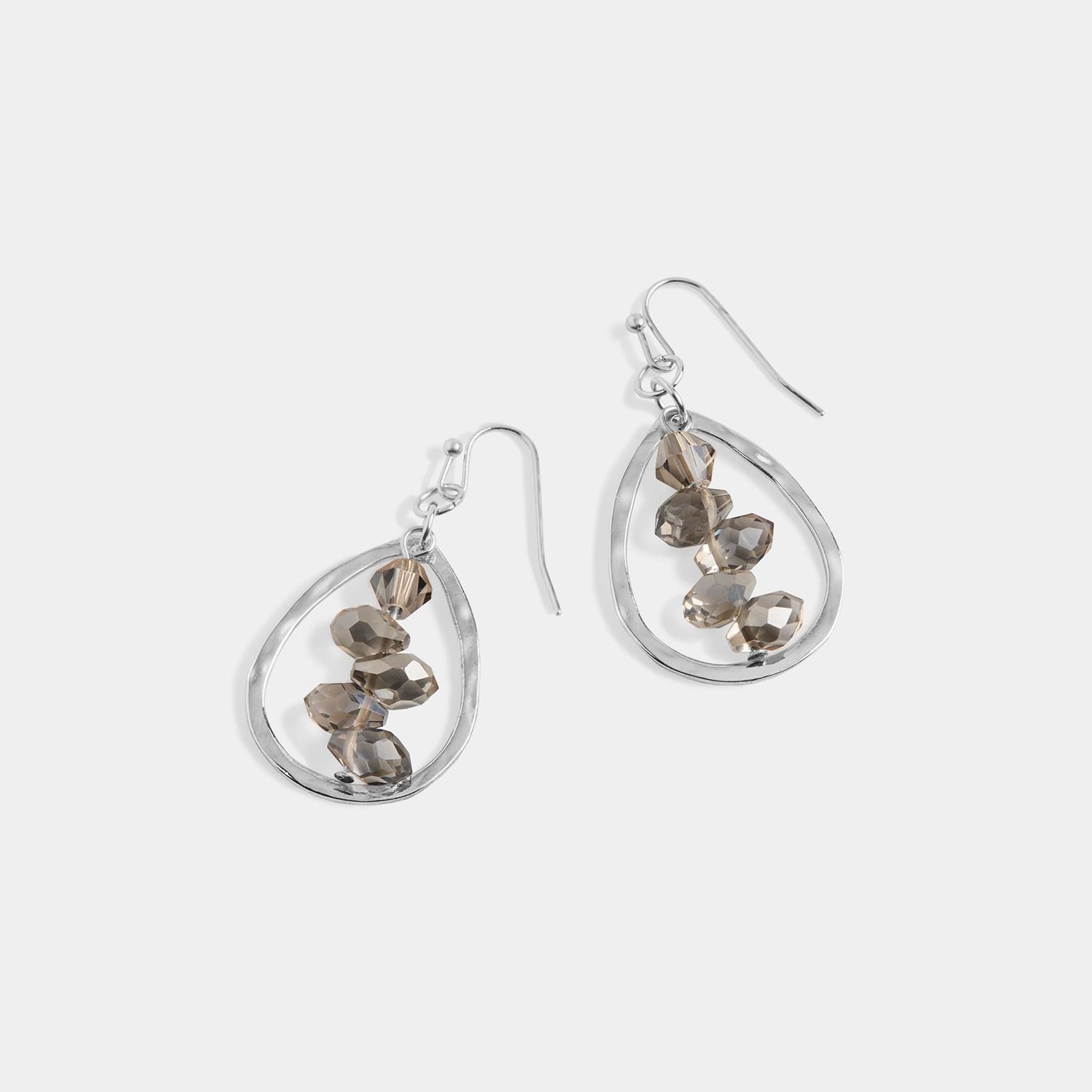 Whispers Twinkle Tear Bead Dangle Earrings - Silver