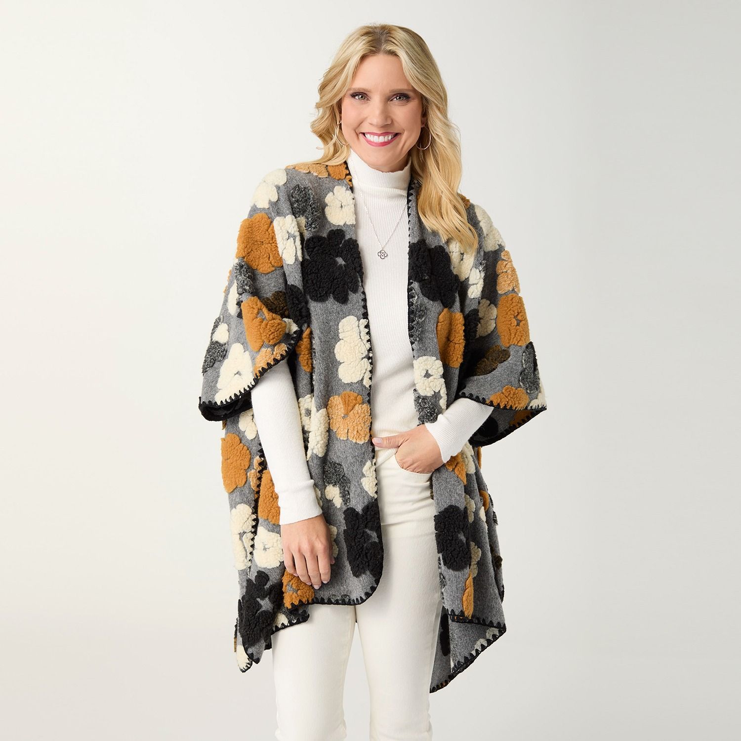 Flores Wrap - Grey/Ginger/Cream