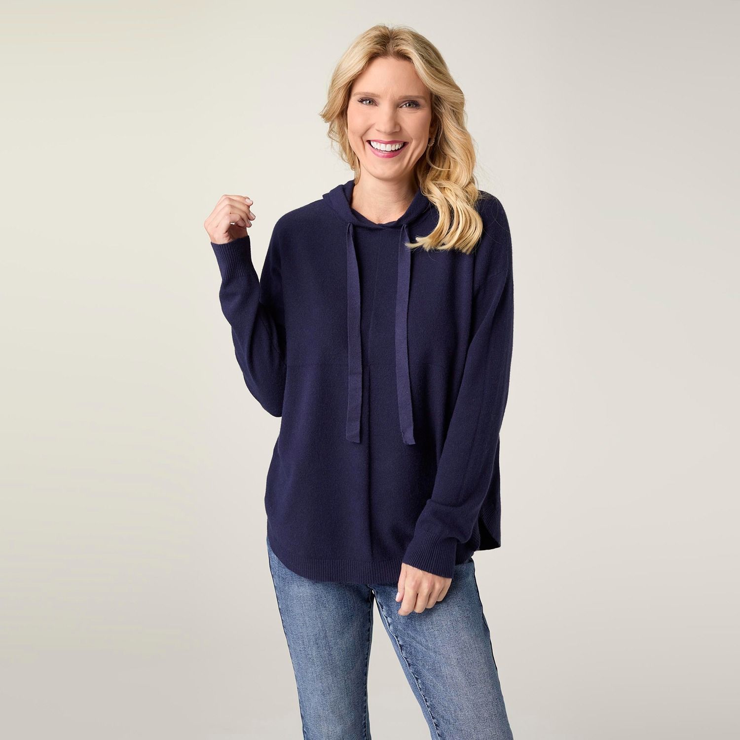 Lightweight Heavenly-Luxe Hooded Sweater, Color: Patriot Blue, Size: Small/Medium
