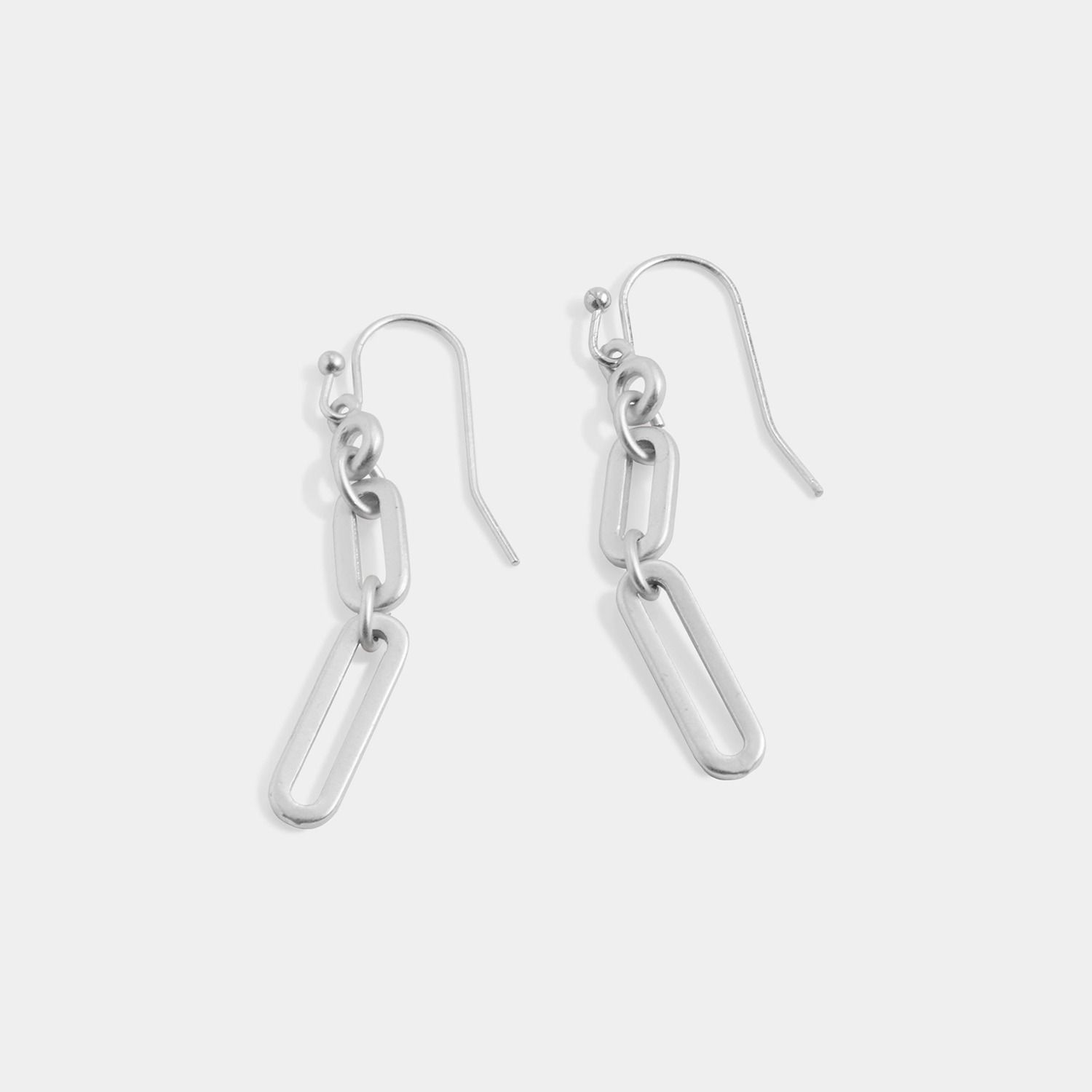 Whispers Paperclip Chain Dangle Earrings, Color: Matte Silver