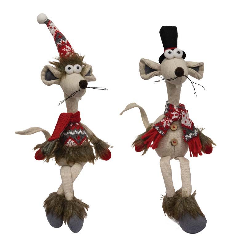 Christmas Mouse w/ Scarf - 15" - 2 Styles - Sold Individually