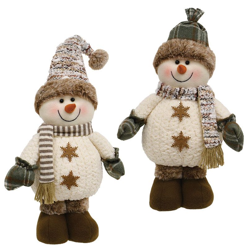 Cozy Brown Standing Snowman - 20" - 2 Styles - Sold Individually