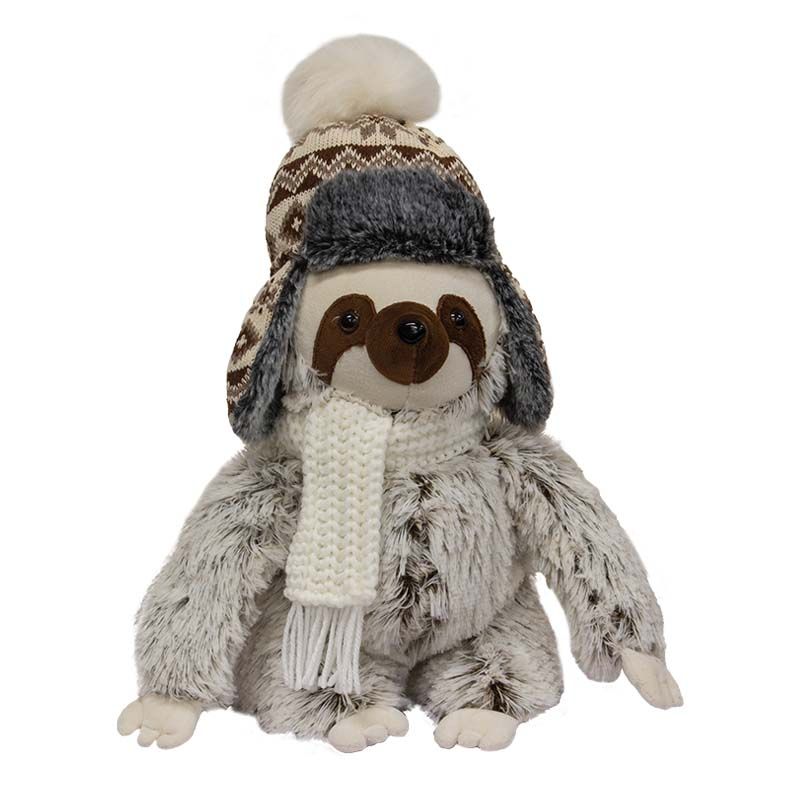 Nordic Brown Sitting Winter Sloth w/ Hat - 16"