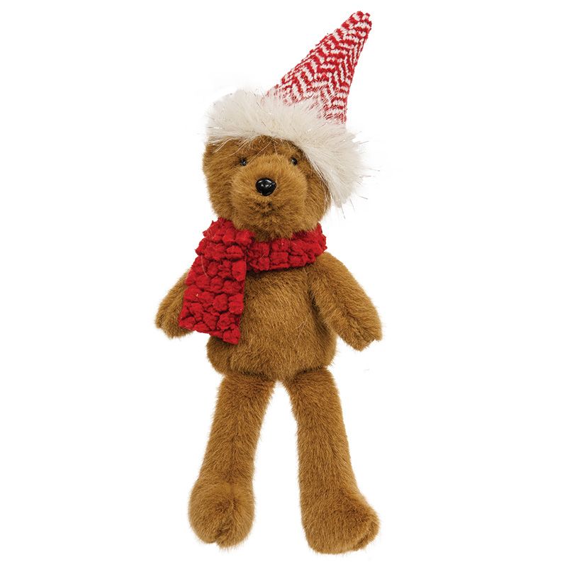 Red Chevron Santa Hat Bear - 12.5"
