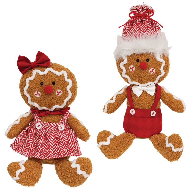 Mr. and Mrs. Gingerbread Sitter - 18" - 2 Styles - Sold Individually