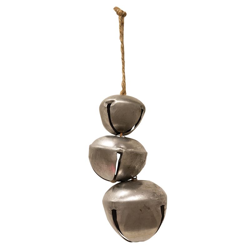 Triple Metal Bell Ornament - Medium - Silver