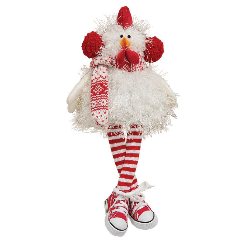 Nordic Dangle Leg Fluffy Chicken w/ Sneakers - 11.5"