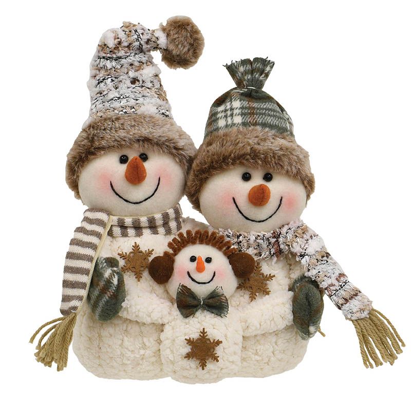 Cozy Brown Snowman Family - 11"