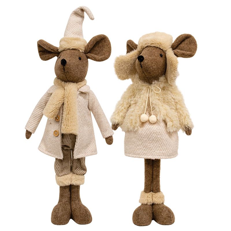 Chic Winter Standing Mouse - 23" - 2 Styles - Sold Individually