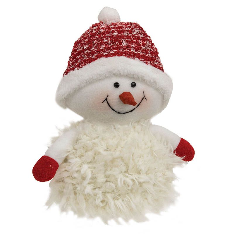 Red Nubby Knit Sitting Snowman - 11"