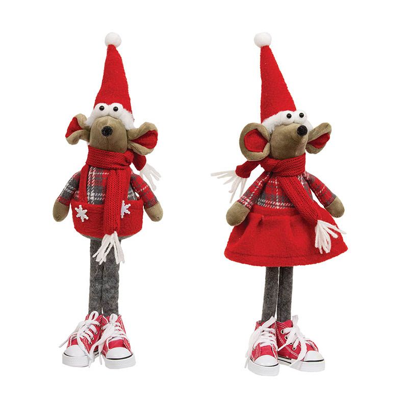 Standing Christmas Mouse w/ Red Sneakers - 15" - 2 Styles - Sold Individually