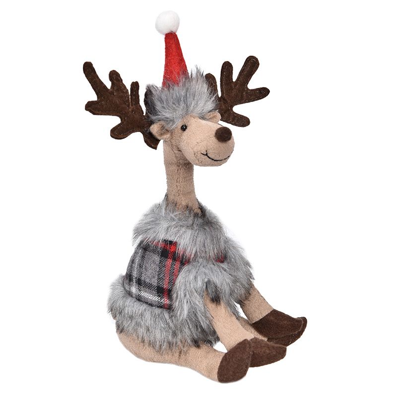 Sitting Plush Long Neck Reindeer - 11"