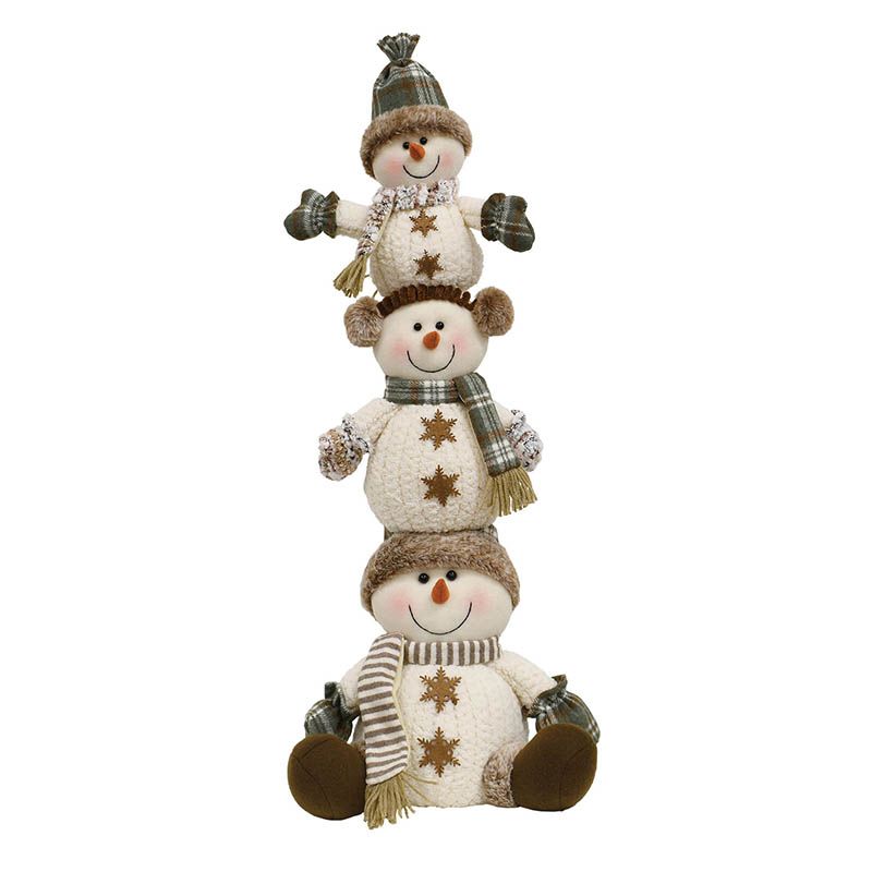 Cozy Brown Snowman Stack - 30"