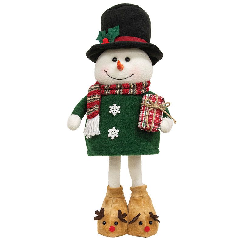 Standing Wobble Snowman w/ Reindeer Slippers - 19"