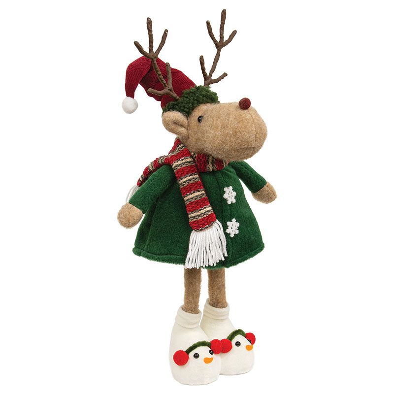 Standing Wobble Reindeer w/ Snowman Slippers - 20"