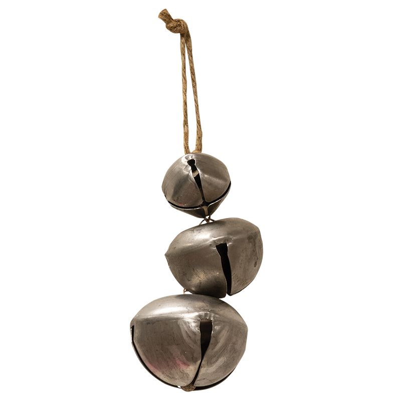 Triple Metal Bell Ornament - Large - Silver
