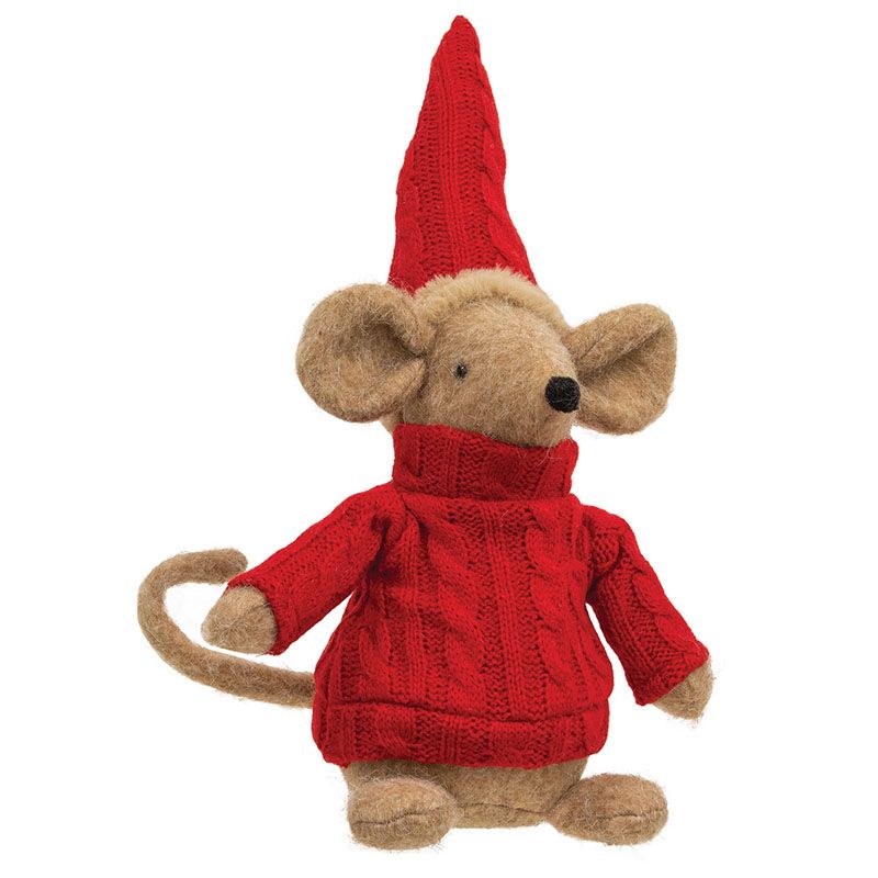 Red Sweater Sitting Mouse - 13.5"